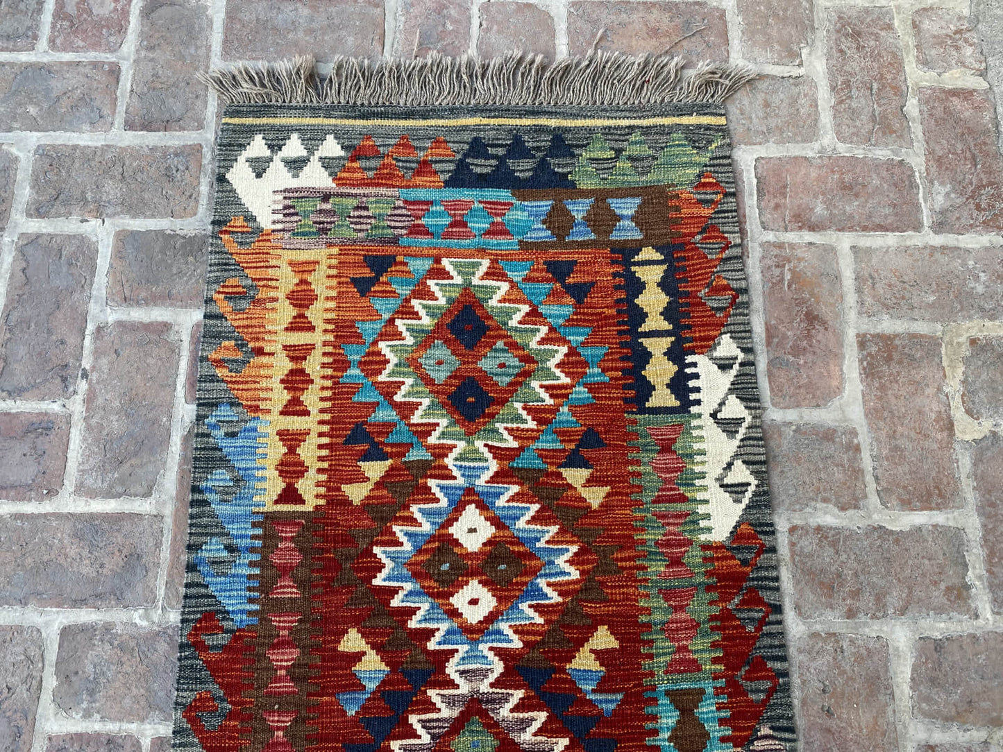 Handmade Afghan Chobi Kilim Runner Rug 488x78 cm KAS#820