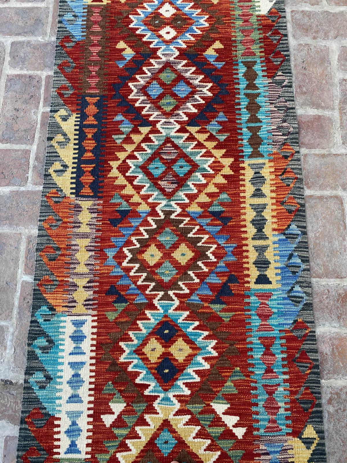 Handmade Afghan Chobi Kilim Runner Rug 488x78 cm KAS#820