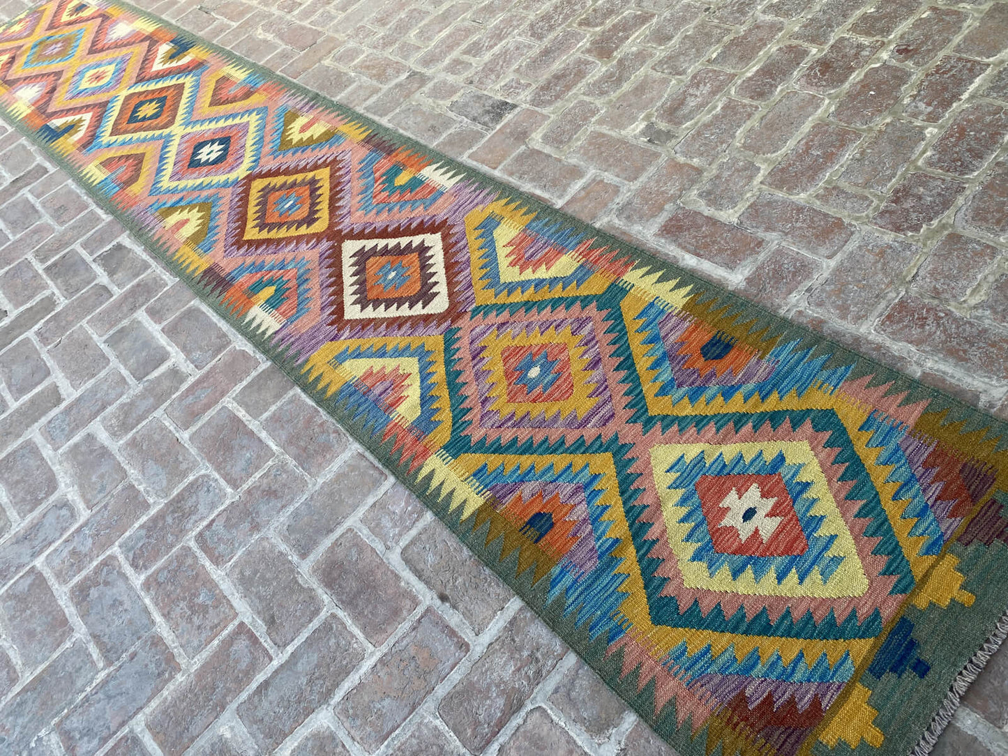 Handmade Afghan Chobi Kilim Runner Rug 491x81 cm KAS#821