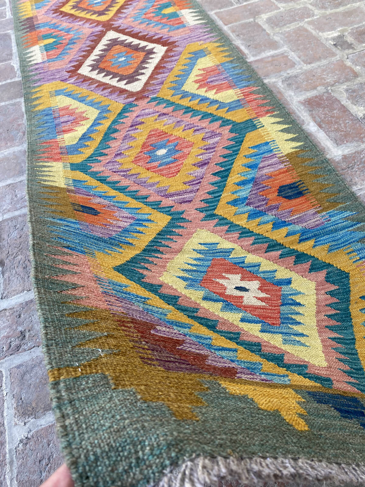 Handmade Afghan Chobi Kilim Runner Rug 491x81 cm KAS#821