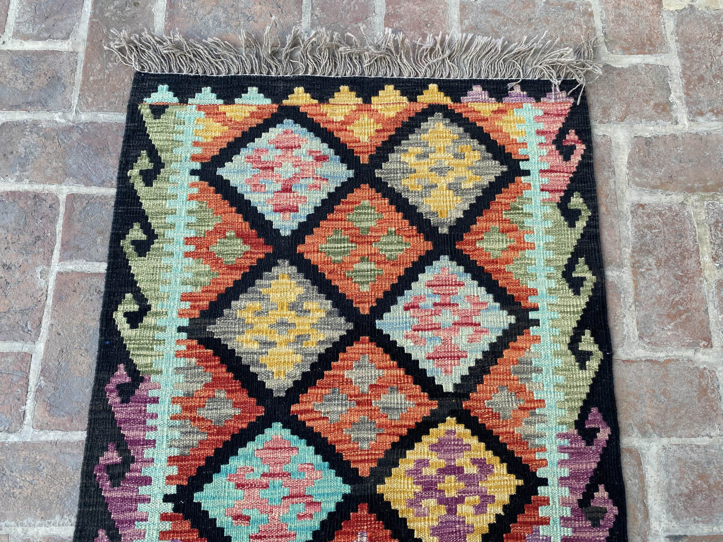 Handmade Afghan Chobi Kilim Runner Rug 396x82 cm KAS#822