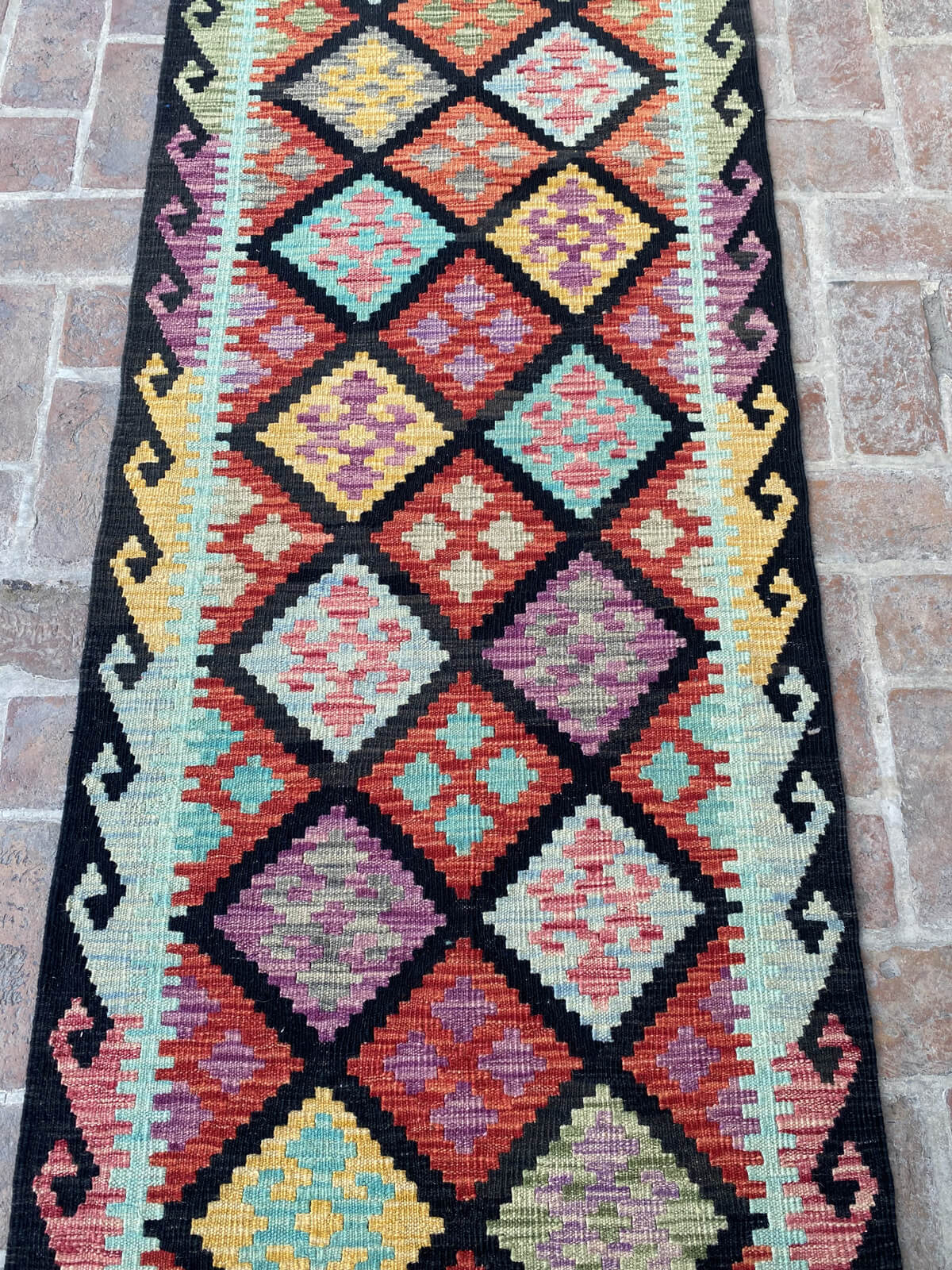 Handmade Afghan Chobi Kilim Runner Rug 396x82 cm KAS#822