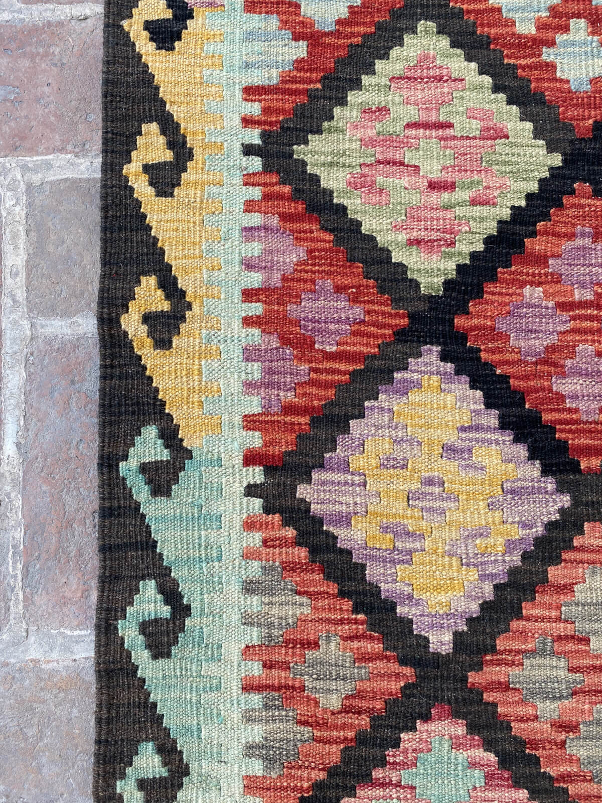 Handmade Afghan Chobi Kilim Runner Rug 396x82 cm KAS#822