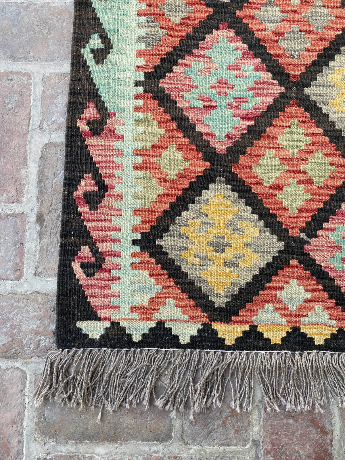 Handmade Afghan Chobi Kilim Runner Rug 396x82 cm KAS#822