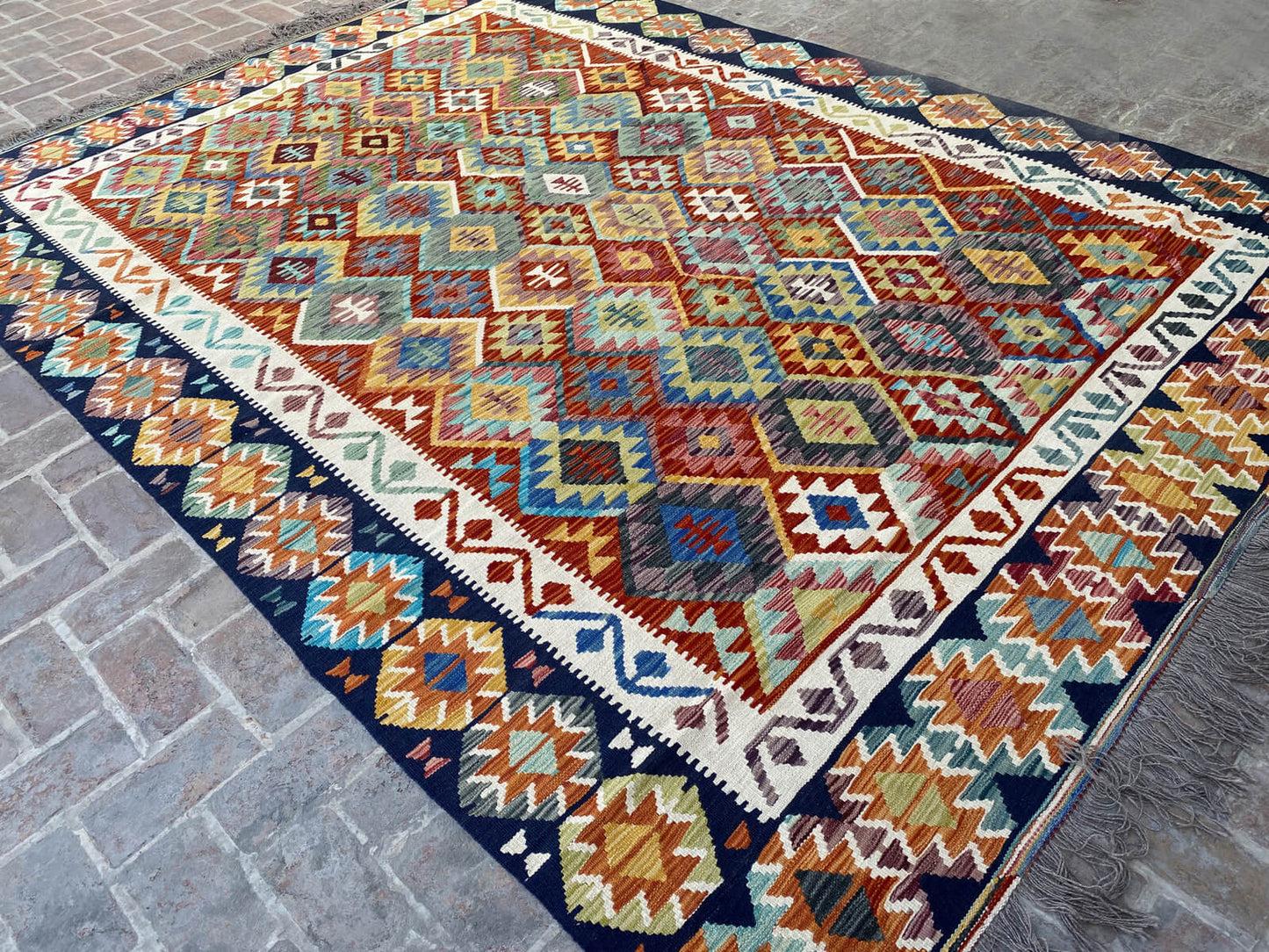Handmade Afghan Chobi Kilim Rug 345x256 cm KAS#825