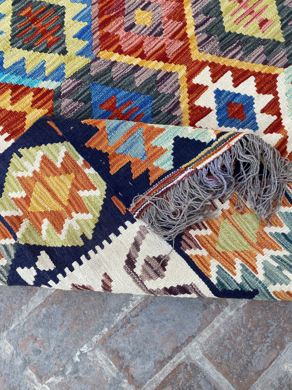 Handmade Afghan Chobi Kilim Rug 345x256 cm KAS#825