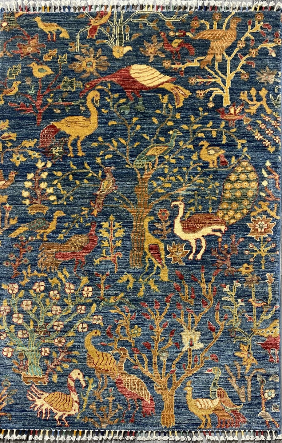 Handmade Chobi Pictorial Wool Rug 150 CM x 100 CM ( SS#68 )