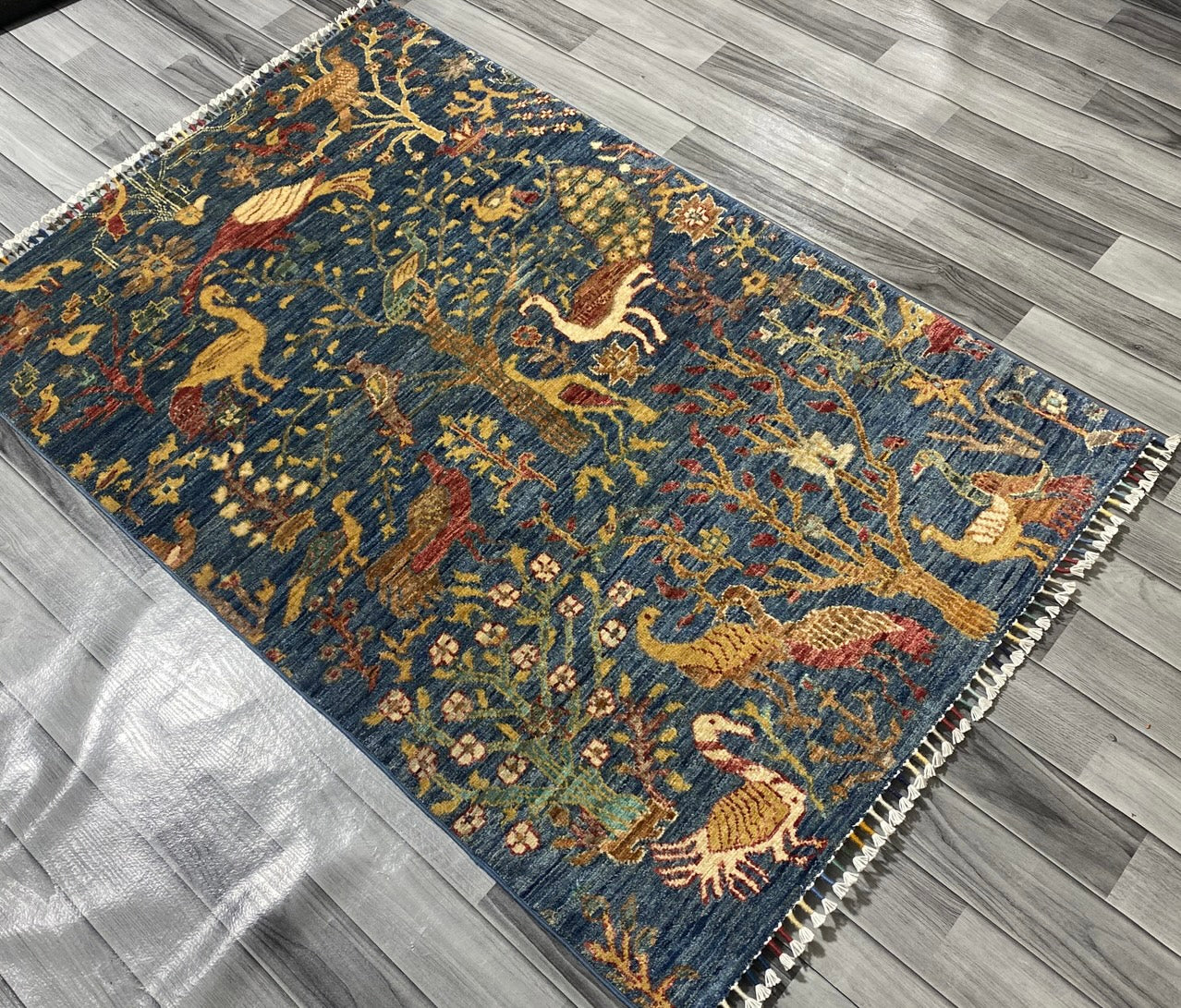 Handmade Chobi Pictorial Wool Rug 150 CM x 100 CM ( SS#68 )