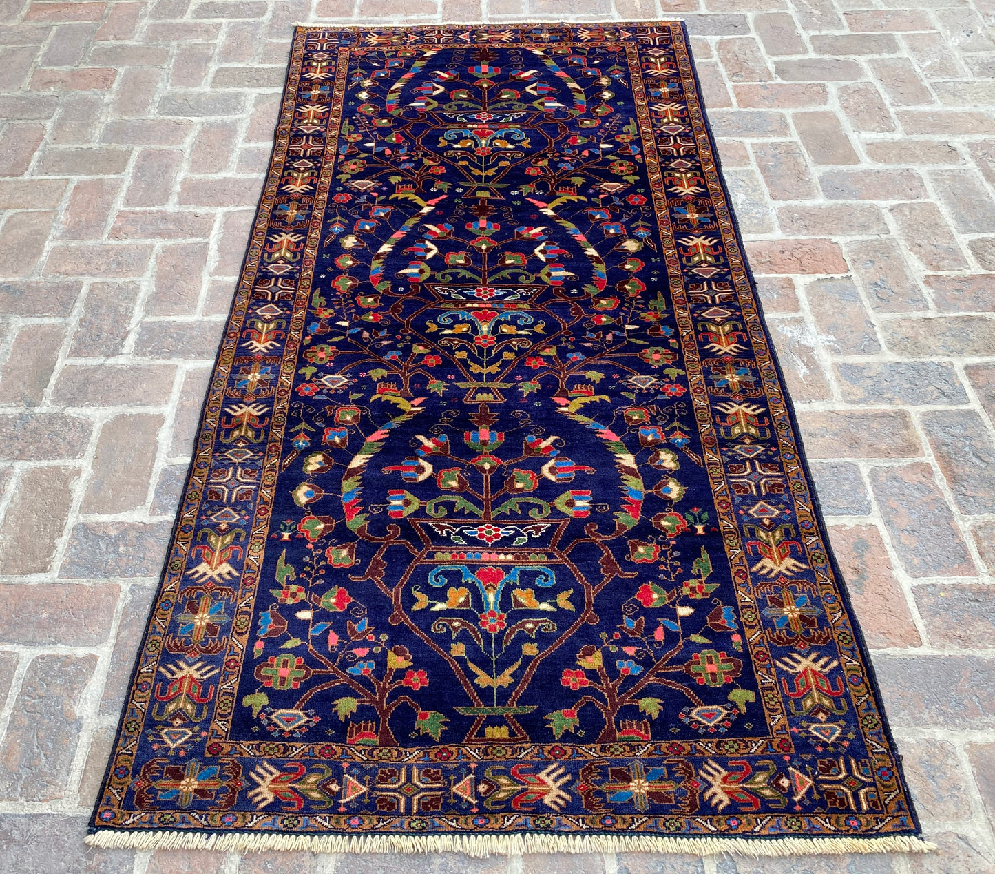 Handmade Afghan Traditional Balochi Rug 245 CM x 118 CM KAS#306