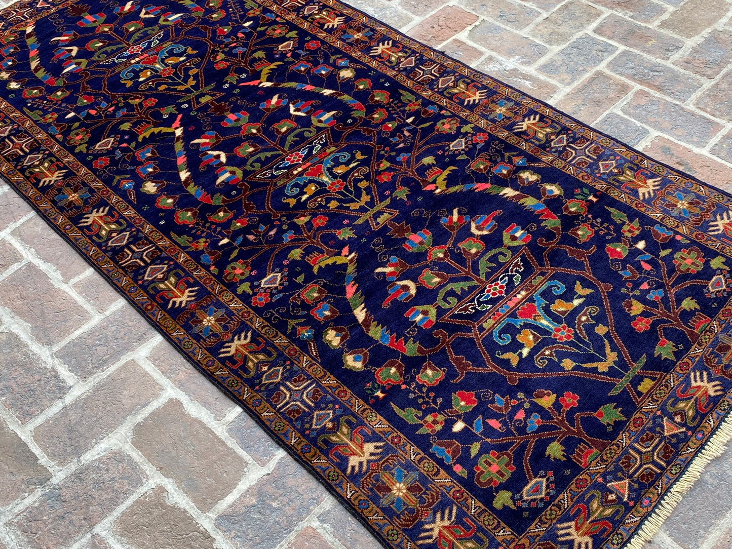 Handmade Afghan Traditional Balochi Rug 245 CM x 118 CM KAS#306