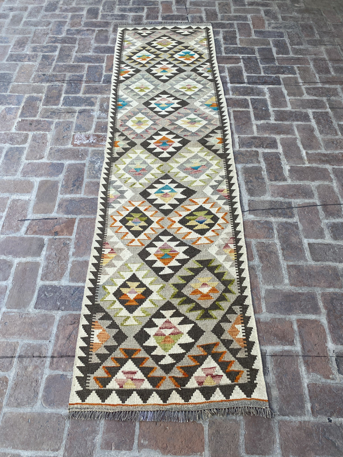 Handmade Flat Weave Kilim Hallway Runner Rug |310 CM x 81 CM KA#35