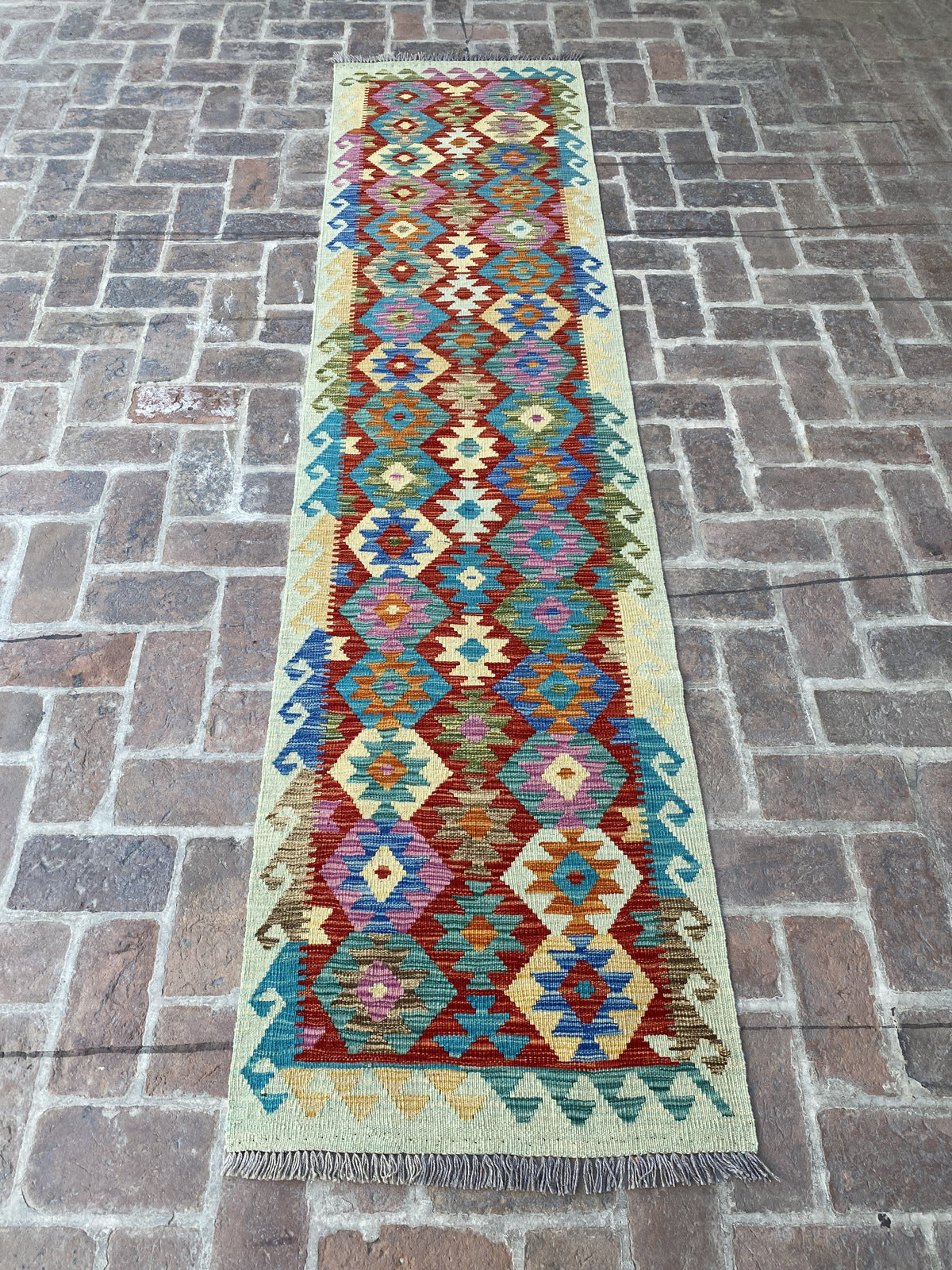 Handmade Flat Weave Kilim Hallway Runner Rug |306 CM x 75 CM KA#33