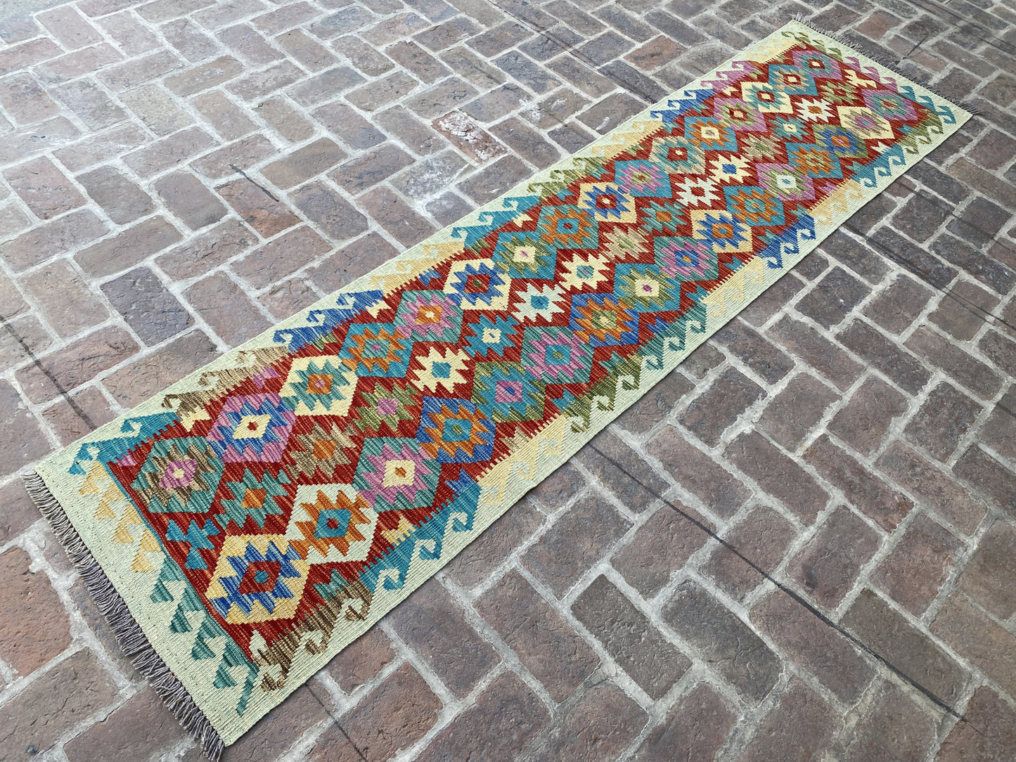Handmade Flat Weave Kilim Hallway Runner Rug |306 CM x 75 CM KA#33