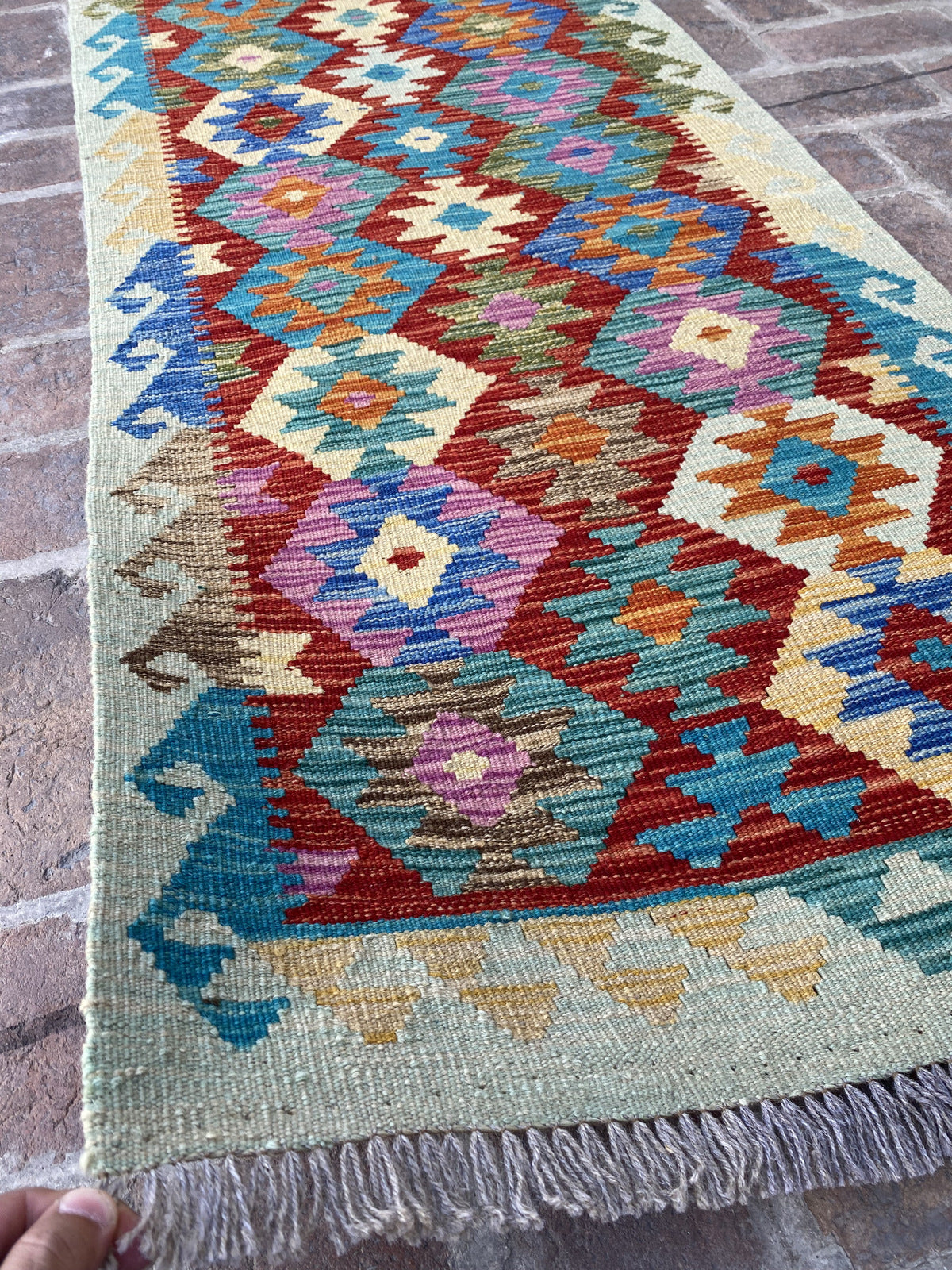 Handmade Flat Weave Kilim Hallway Runner Rug |306 CM x 75 CM KA#33
