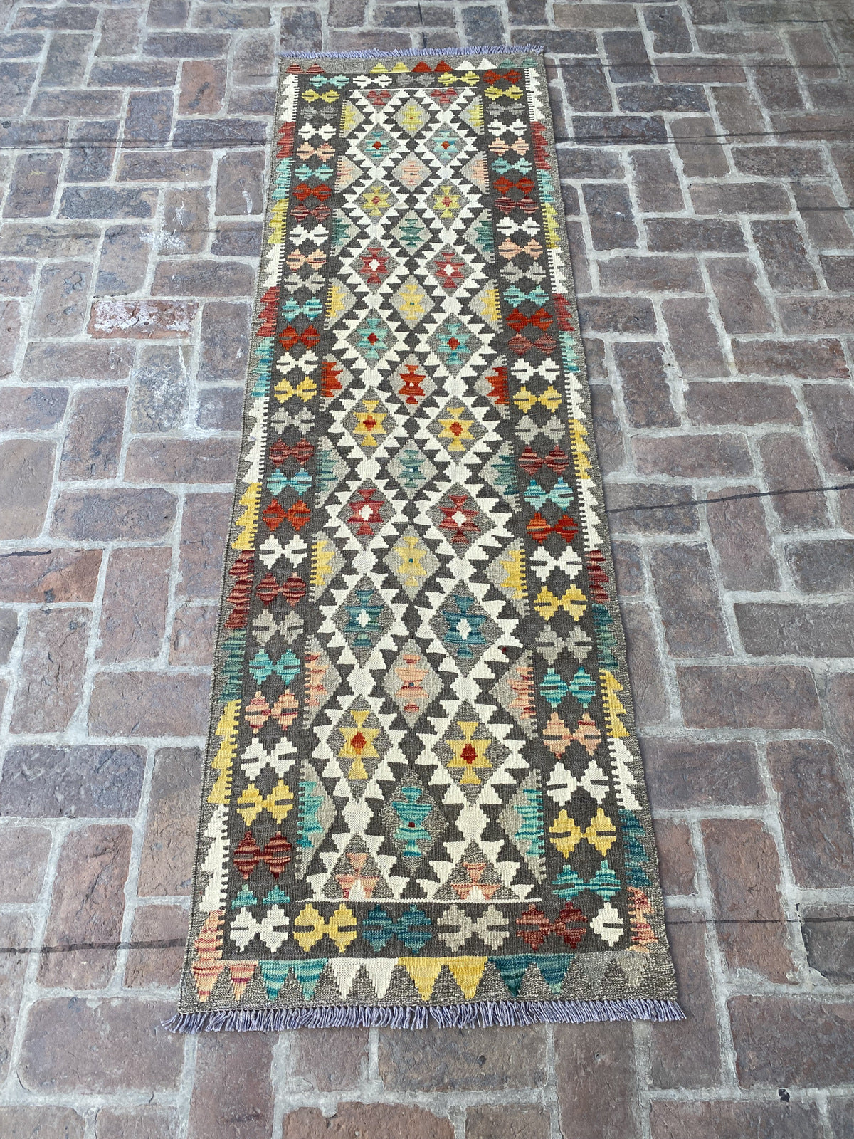 Handmade Flat Weave Kilim Hallway Runner Rug| 248CM x 76CM KA#22