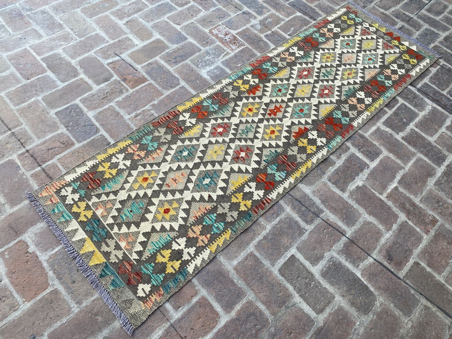 Handmade Flat Weave Kilim Hallway Runner Rug| 248CM x 76CM KA#22