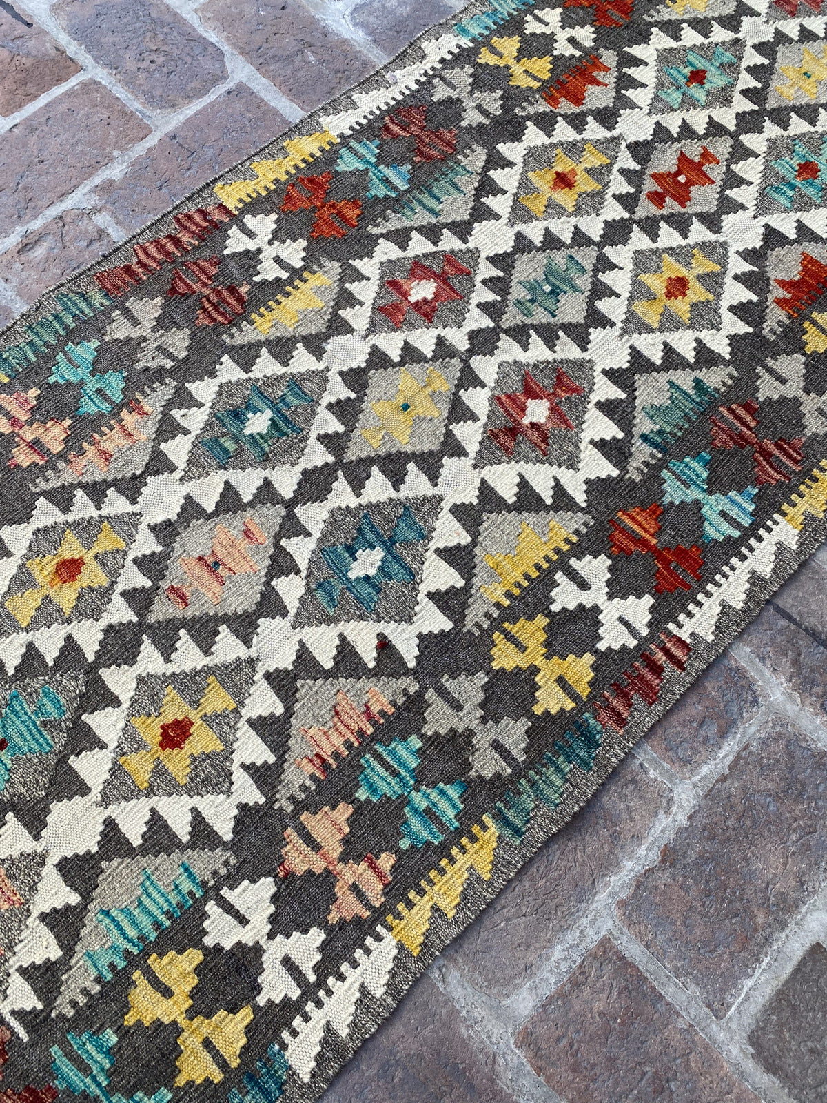 Handmade Flat Weave Kilim Hallway Runner Rug| 248CM x 76CM KA#22