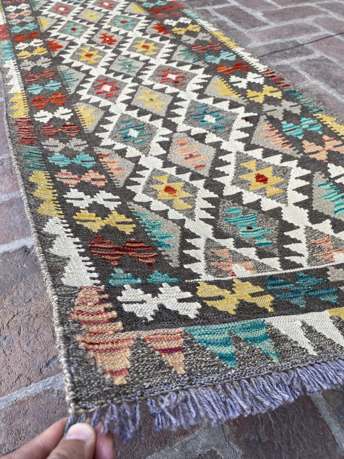Handmade Flat Weave Kilim Hallway Runner Rug| 248CM x 76CM KA#22