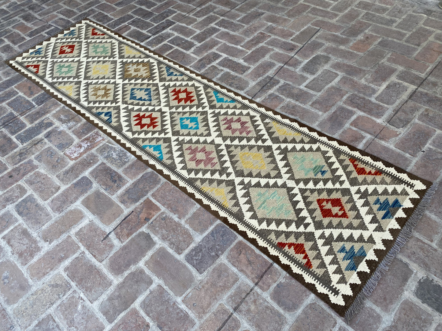 Handmade Flat Weave Kilim Hallway Runner Rug| 315CM x 82CM KA#17
