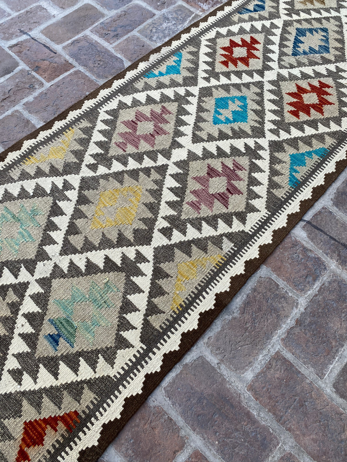 Handmade Flat Weave Kilim Hallway Runner Rug| 315CM x 82CM KA#17