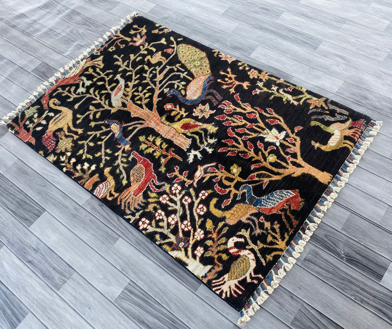 Handmade Chobi Pictorial Wool Rug 141 CM x 96 CM ( SS#67 ).