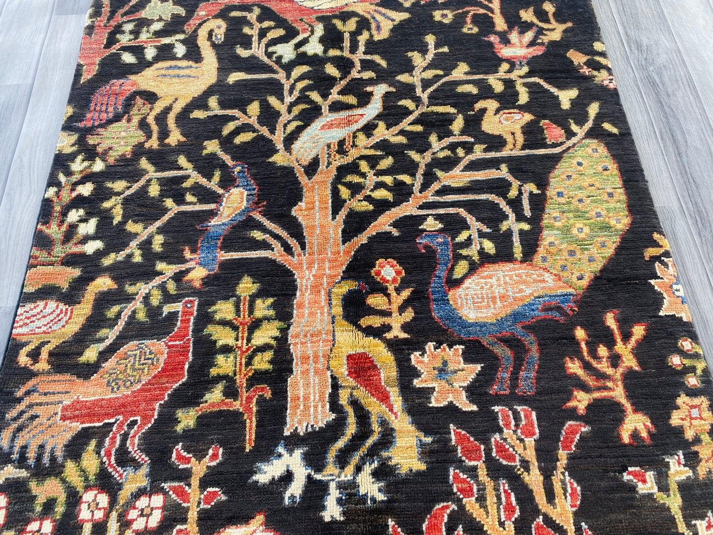 Handmade Chobi Pictorial Wool Rug 141 CM x 96 CM ( SS#67 ).