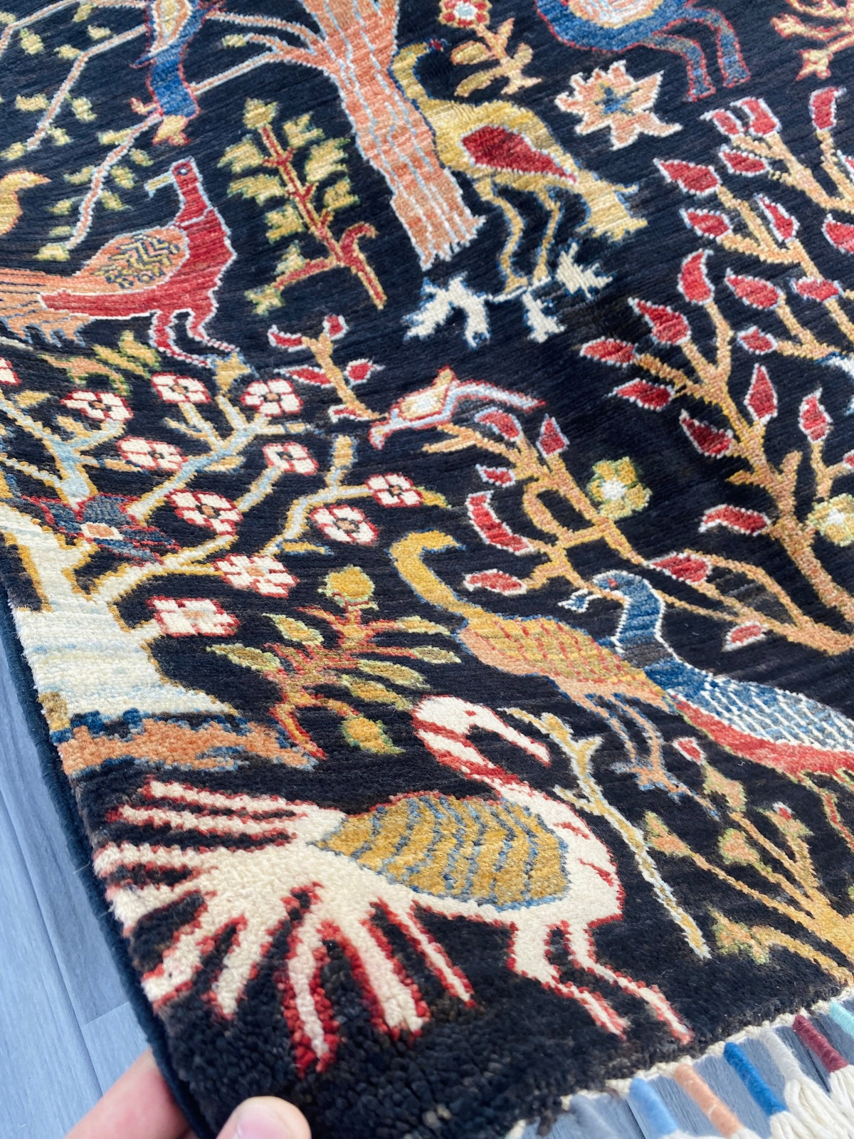 Handmade Chobi Pictorial Wool Rug 141 CM x 96 CM ( SS#67 ).