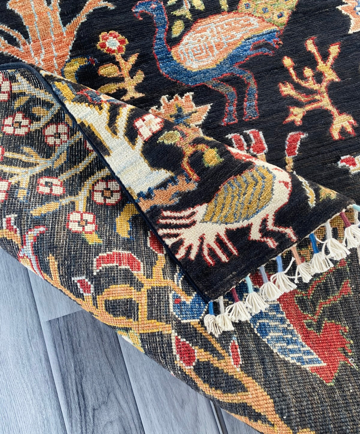 Handmade Chobi Pictorial Wool Rug 141 CM x 96 CM ( SS#67 ).