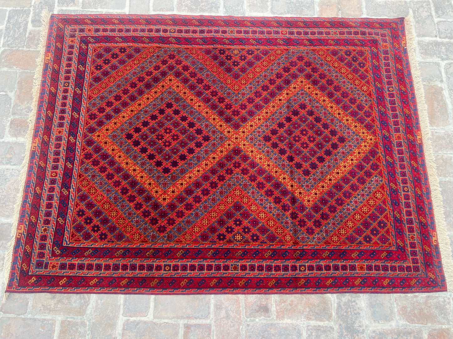Handmade Afghan Tribal Meshwani Rug 200 CM x151 CM( KAB# 10383 )