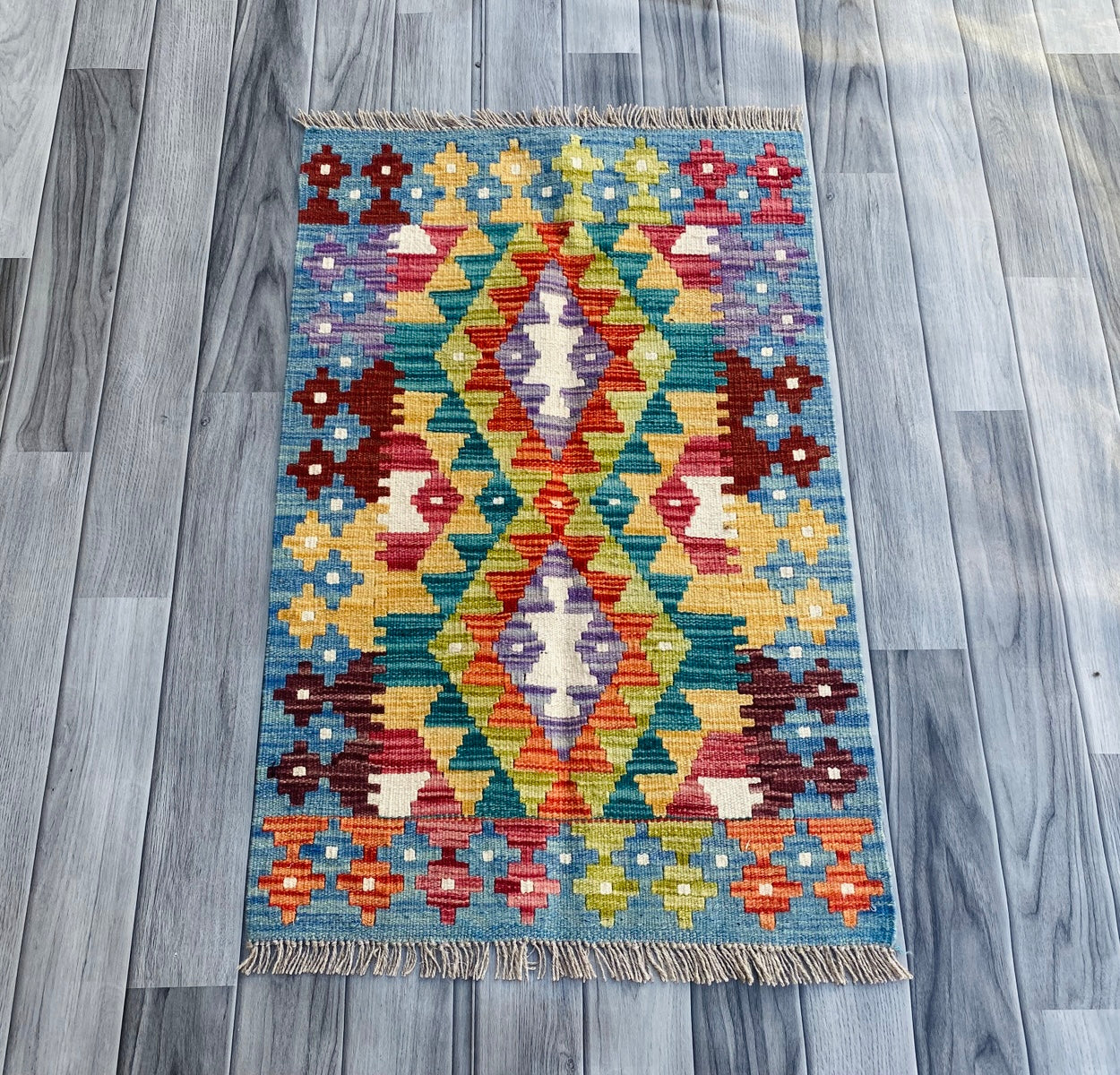 Handmade Afghan Chobi Kilim Rug 90 CM x 60 CM ( SS # 26 ).
