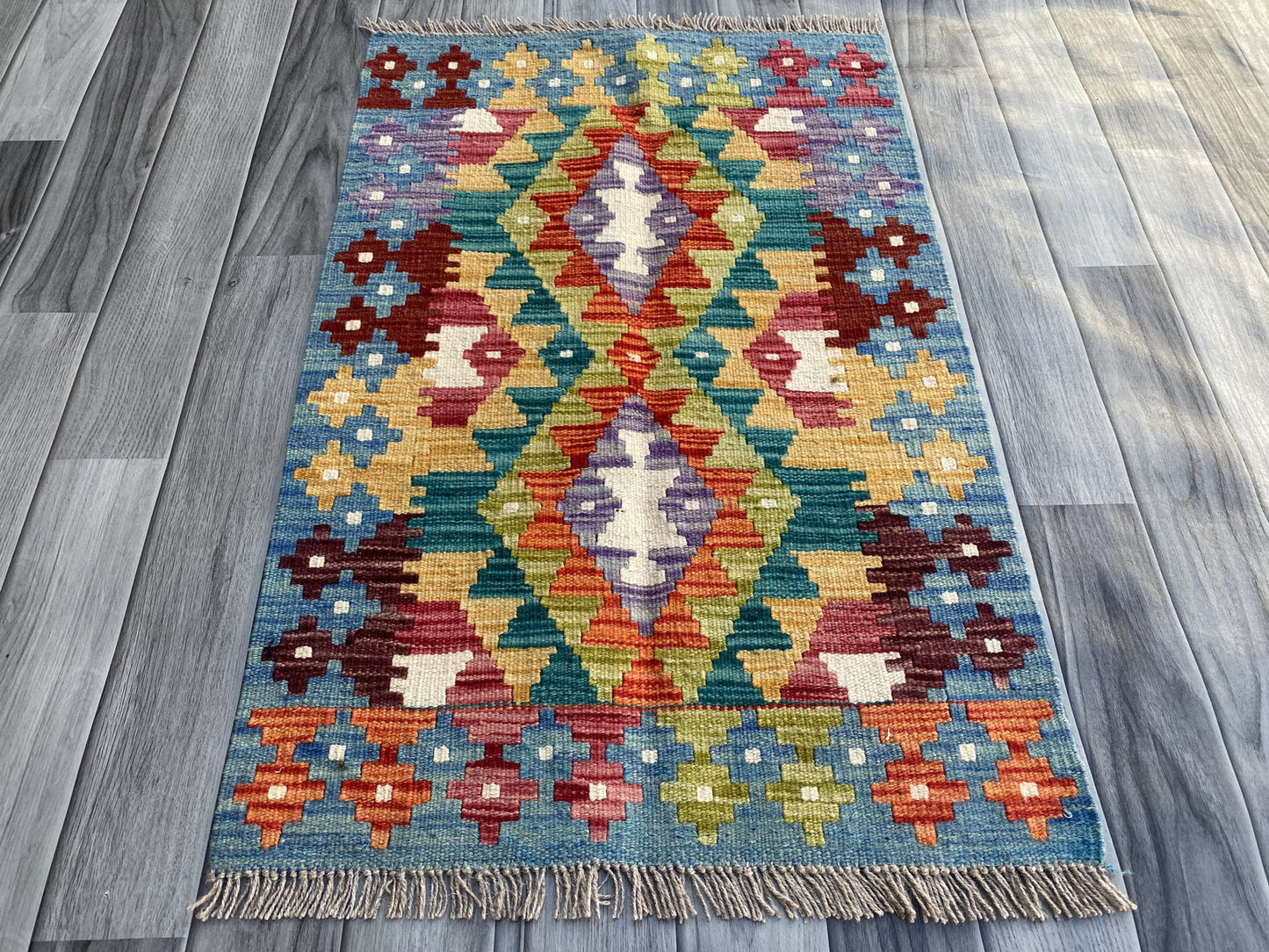 Handmade Afghan Chobi Kilim Rug 90 CM x 60 CM ( SS # 26 ).