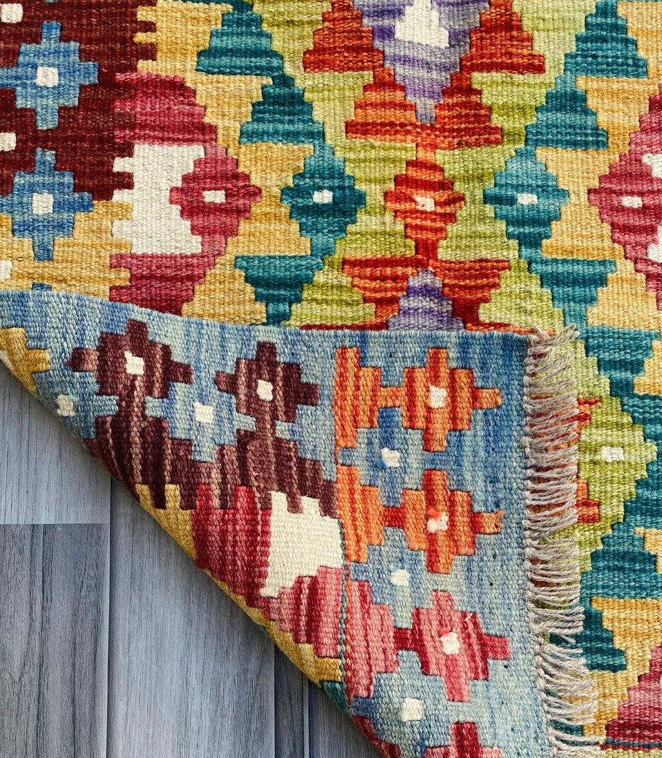 Handmade Afghan Chobi Kilim Rug 90 CM x 60 CM ( SS # 26 ).