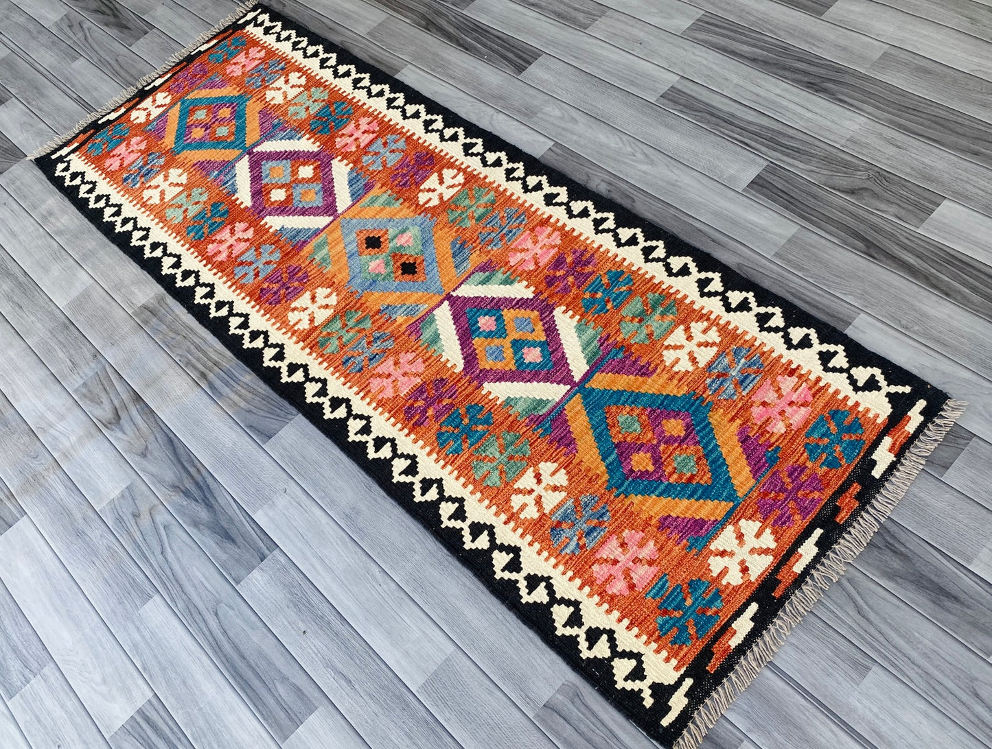 Handmade Afghan Chobi Kilim Hallway Runner Rug 199 CM x 73 CM ( SS # 100)