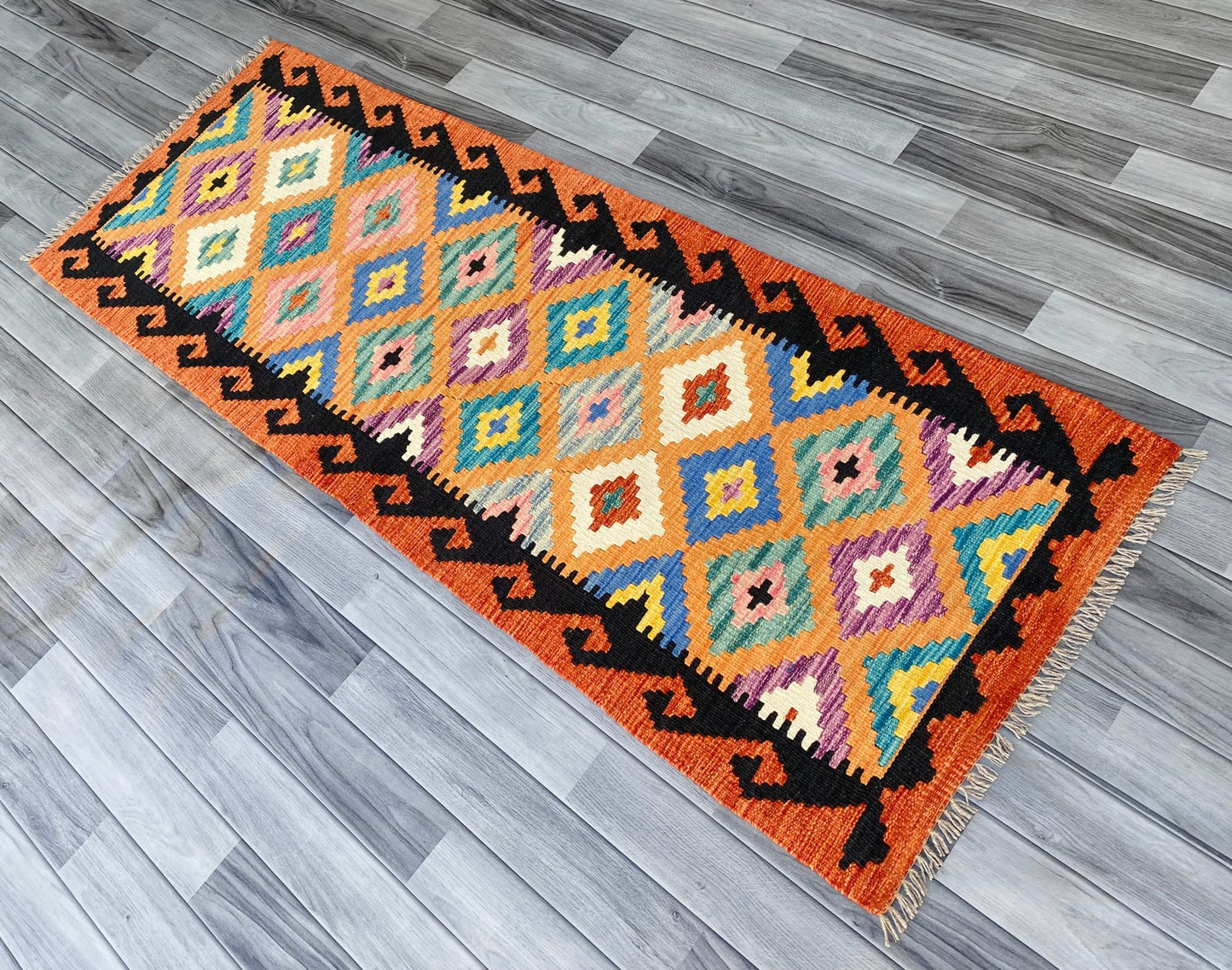 Handmade Afghan Chobi Kilim Hallway Runner Rug 193 CM x 70 CM ( SS # 94)