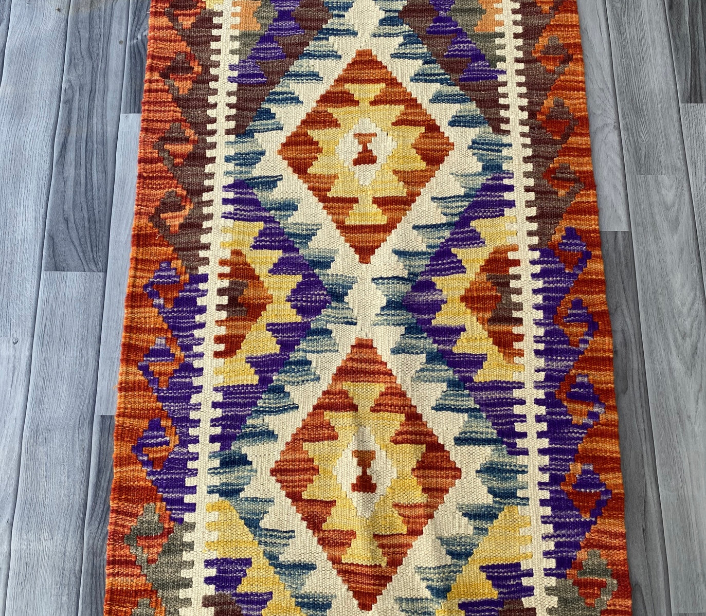 Handmade Afghan Chobi Kilim Hallway Runner Rug 192 CM x 70 CM ( SS # 102)
