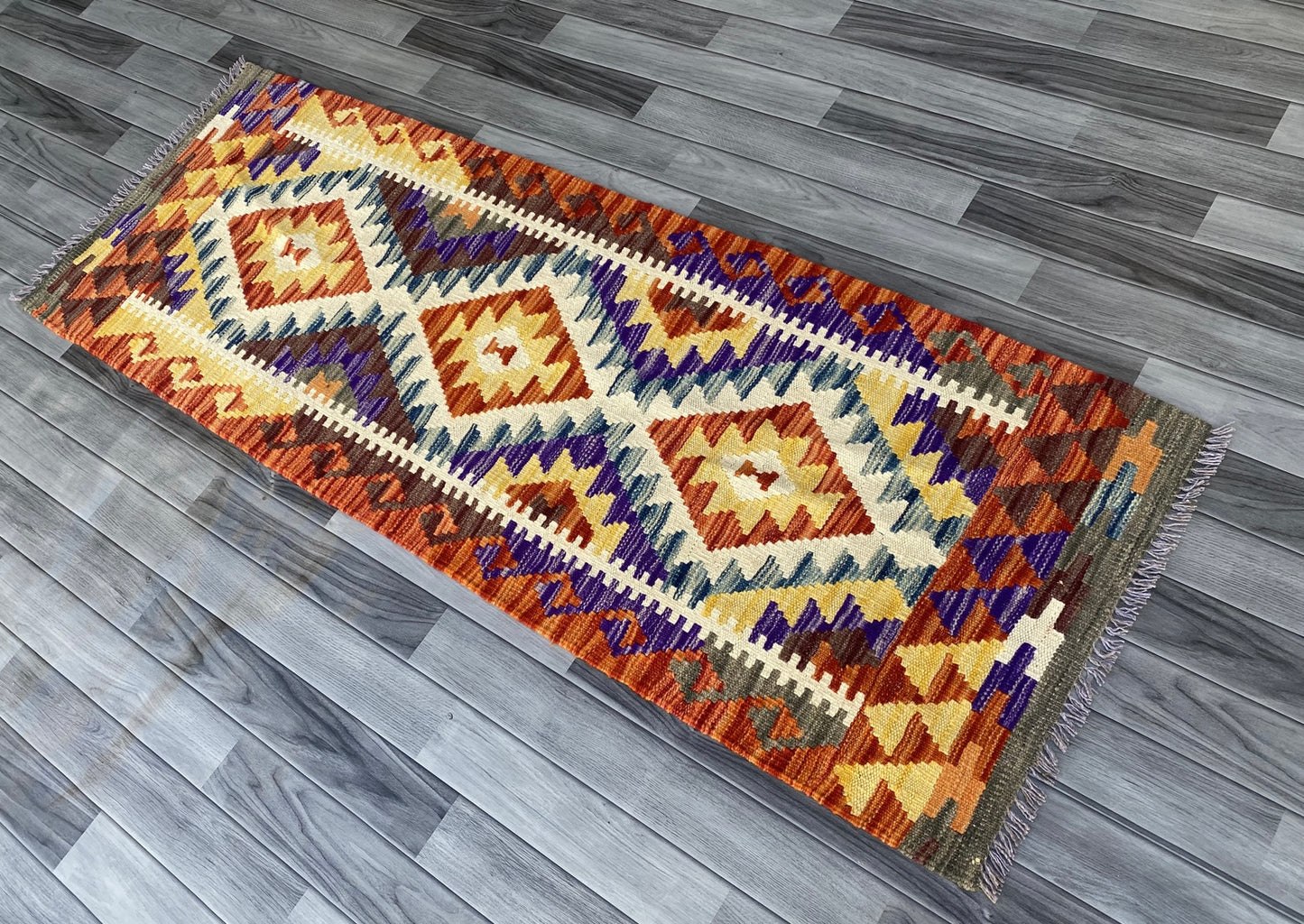 Handmade Afghan Chobi Kilim Hallway Runner Rug 192 CM x 70 CM ( SS # 102)