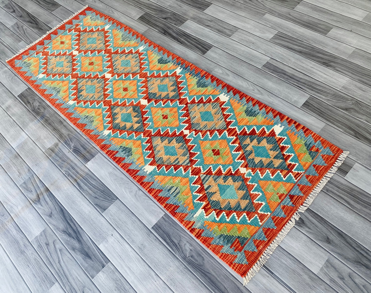 Handmade Afghan Chobi Kilim Hallway Runner Rug 190 CM x 70 CM ( SS # 95)