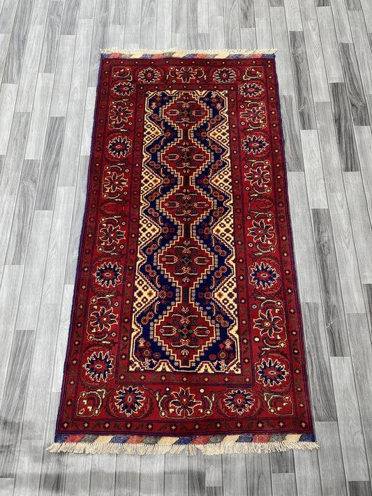 Hand Woven Traditional Hallway Runner Rug | 203 x 104 CM KSM # 2845