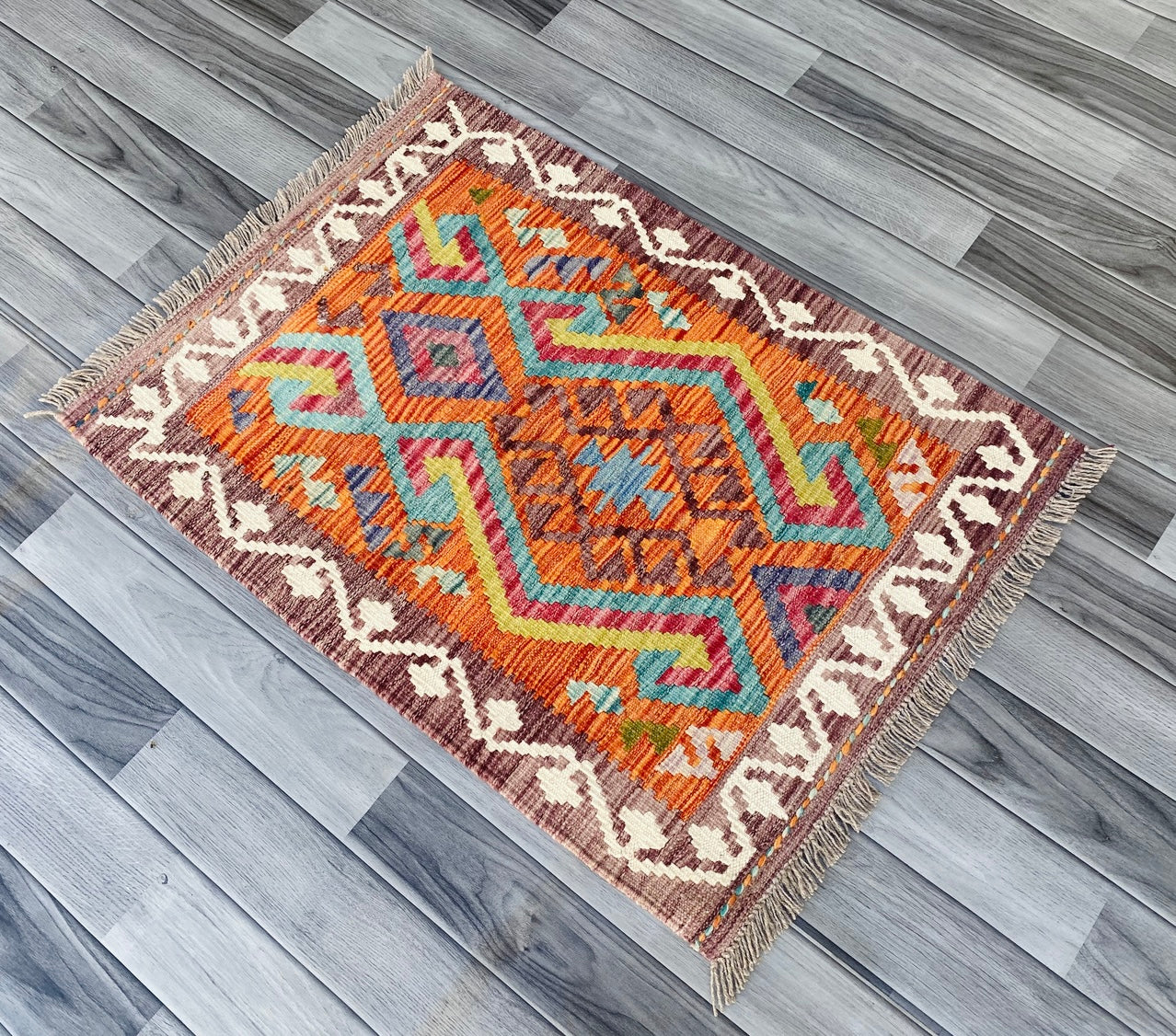 Handmade Afghan Chobi Kilim Rug 88 CM x 64 CM ( SS # 44 )