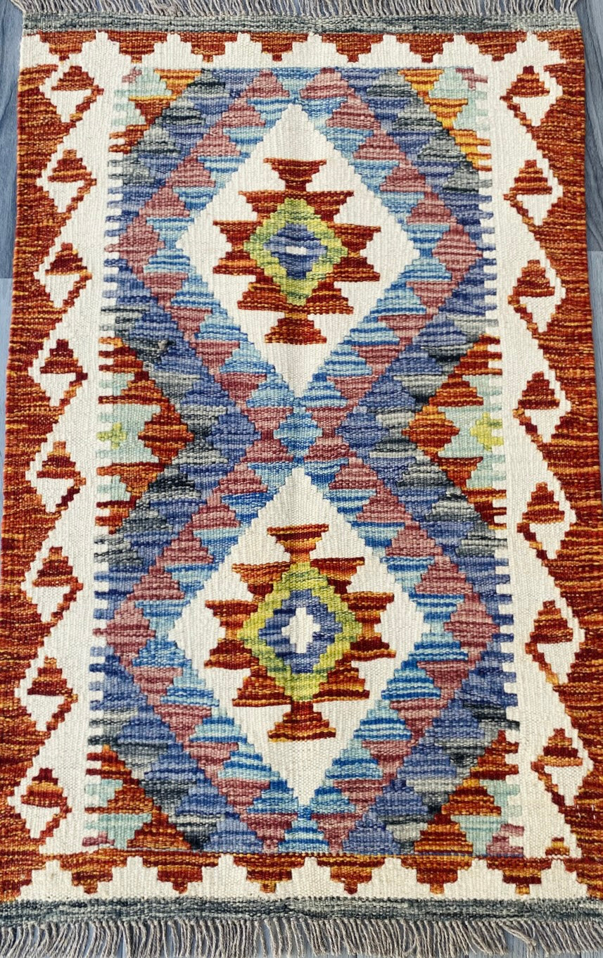 Handmade Afghan Chobi Kilim Rug 89 CM x 59 CM ( SS # 43 )
