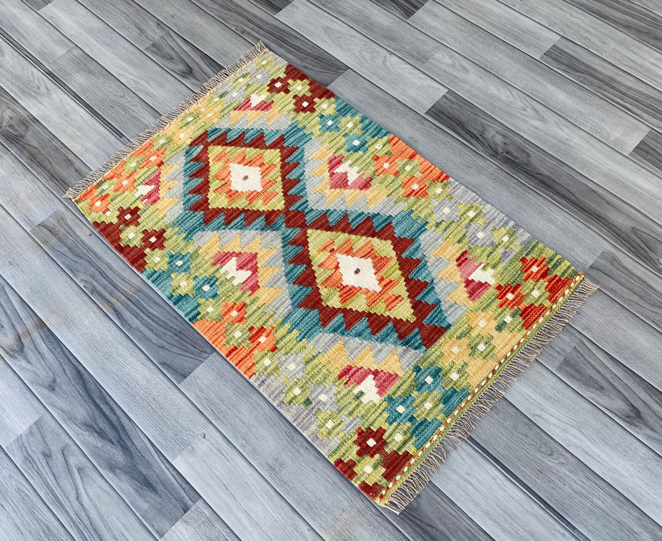 Handmade Afghan Chobi Kilim Rug 90 CM x 58 CM ( SS # 39 )
