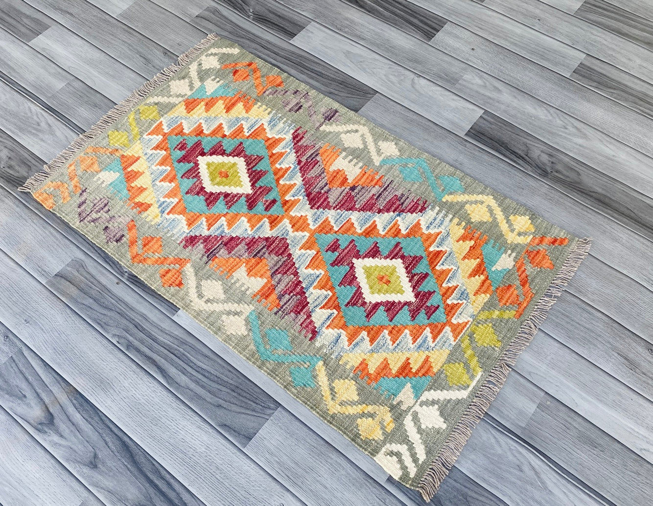 Handmade Afghan Chobi Kilim Rug 94 CM x 58 CM ( SS # 38 )