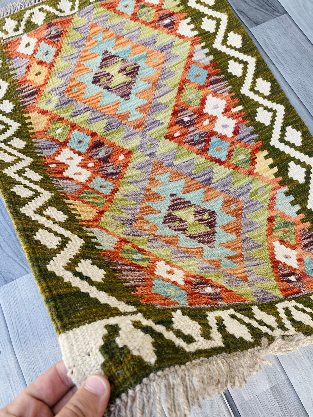 Handmade Afghan Chobi Kilim Rug 89 CM x 59 CM ( SS # 36 )