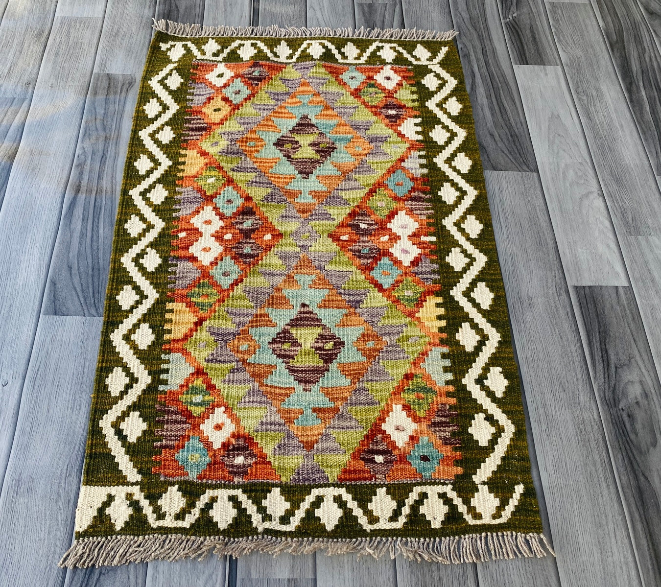 Handmade Afghan Chobi Kilim Rug 89 CM x 59 CM ( SS # 36 )