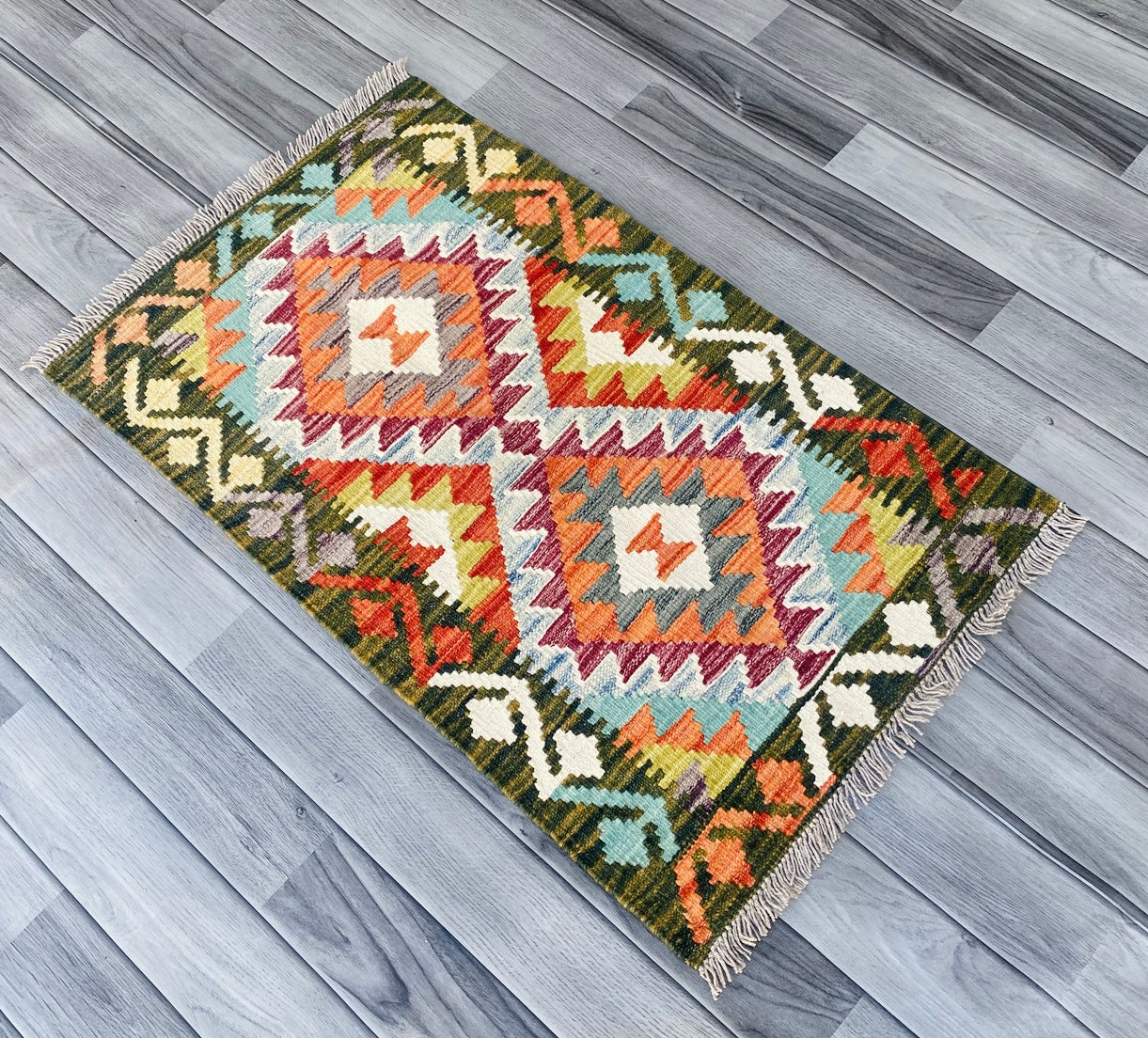Handmade Afghan Chobi Kilim Rug 90 CM x 60 CM ( SS # 24 ).