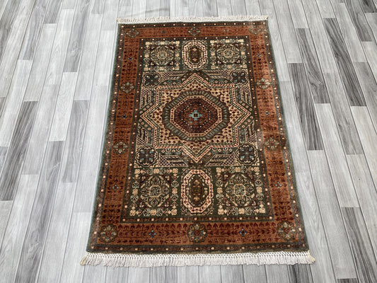 Hand Knotted Chobi Wool Rug | 145 CM x 100 CM SK#387