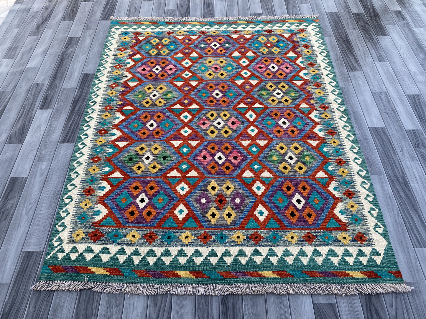 Handmade Flat Weave Kilim Rug |198 CM x 149 CM KAS#90