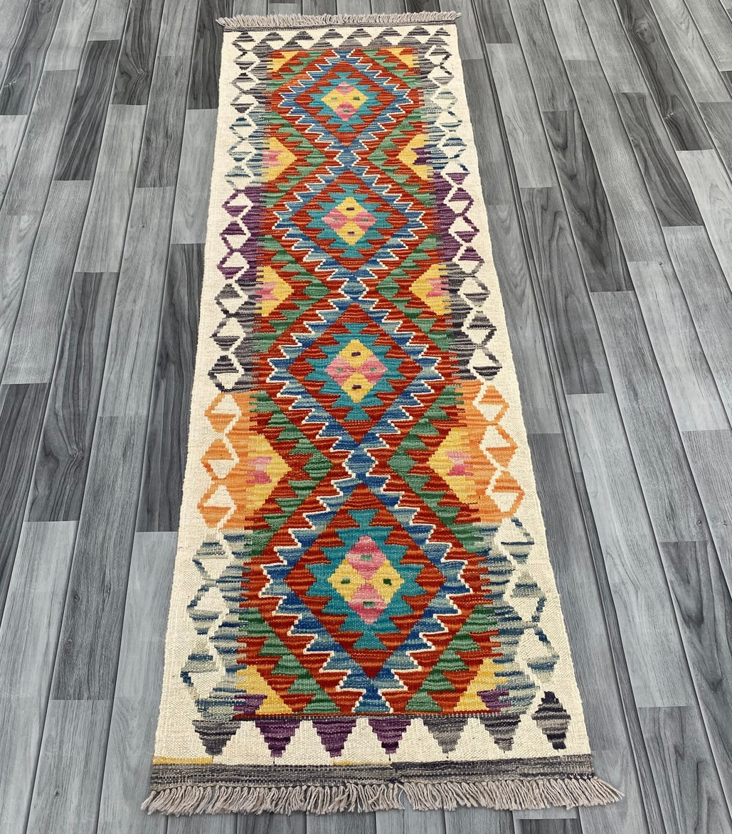 Handmade Chobi Kilim Runner Rug Size: 202 CM x 63 CM KSS #194