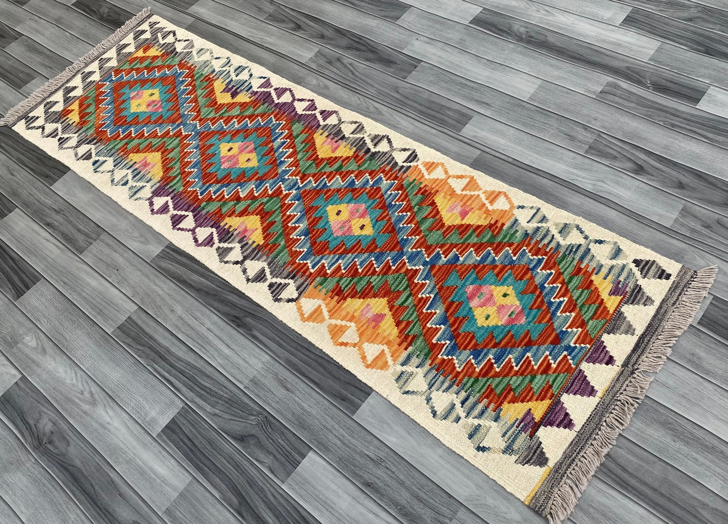 Handmade Chobi Kilim Runner Rug Size: 202 CM x 63 CM KSS #194