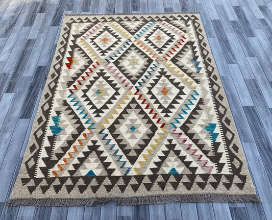 Afghan Handmade Chobi Kilim Rug |200 CM x 151 CM KAS#89